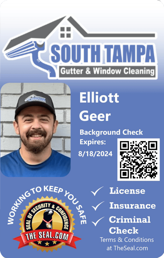Gutter Cleaning and Window Cleaning Tampa FL Elliot Geer Badge Image