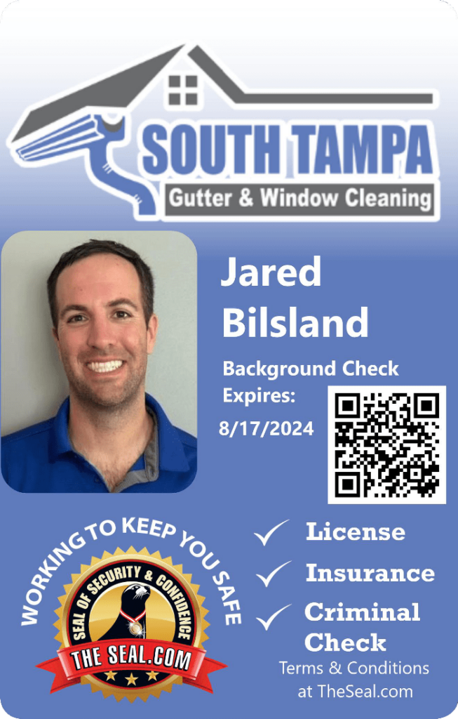 Gutter Cleaning and Window Cleaning Tampa FL Jared Bilsland Badge Image