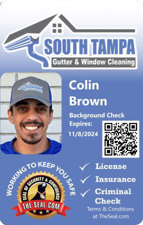 Pressure washing technician from South Tampa Gutter and Window Cleaning Company - STGWC - Tampa FL Collin Brown Badge Image